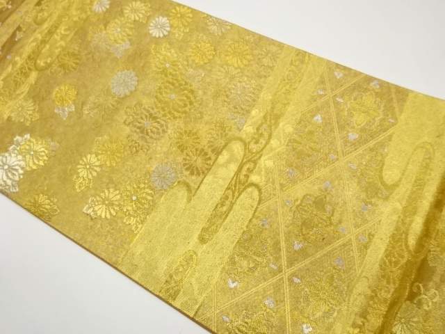 白寿苑製　引箔雲取華菊文織出し袋帯